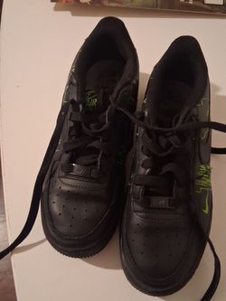 Nike Air Force 1 Black Green Graphic Sneakers