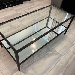 Black Glass Coffee Table With Mirror Bottom