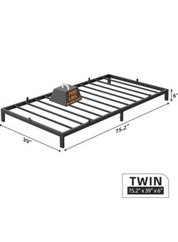 GAOMON 6 Inch Twin Bed Frame, Low Profile Twin Metal Platform Bed Frame Support Mattress Foundation, Noise Free, Easy Assembly, Black
