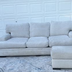 Gray sofa + matching ottoman