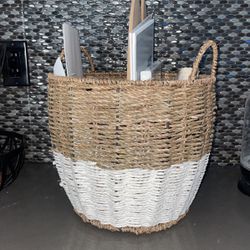 Basket of Canvases /Paint Brushes/Paint Brush Holder