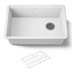 KOHLER Billings Granite Composite 27 in. Undermount Single Bowl Kitchen Sink in Matte White