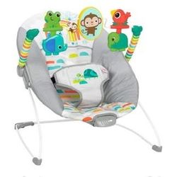 Bright Starts Playful Paradise Comfy Baby Bouncer Seat with Soothing Vibration and Toys, Unisex, 0-6