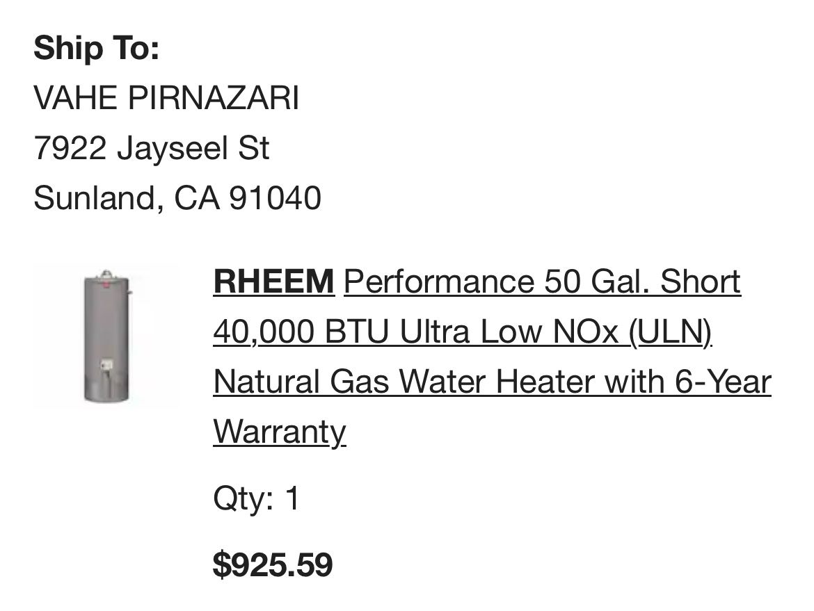 50 Gallon Gas Water Heater