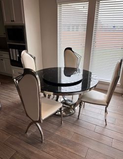 Marble Dinette Set with 4 chairs without Lazy Susan