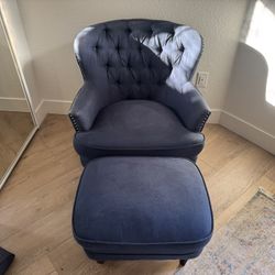 Blue Armchair + Ottoman