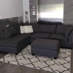 New Sectional Sofa Couch Ottoman 