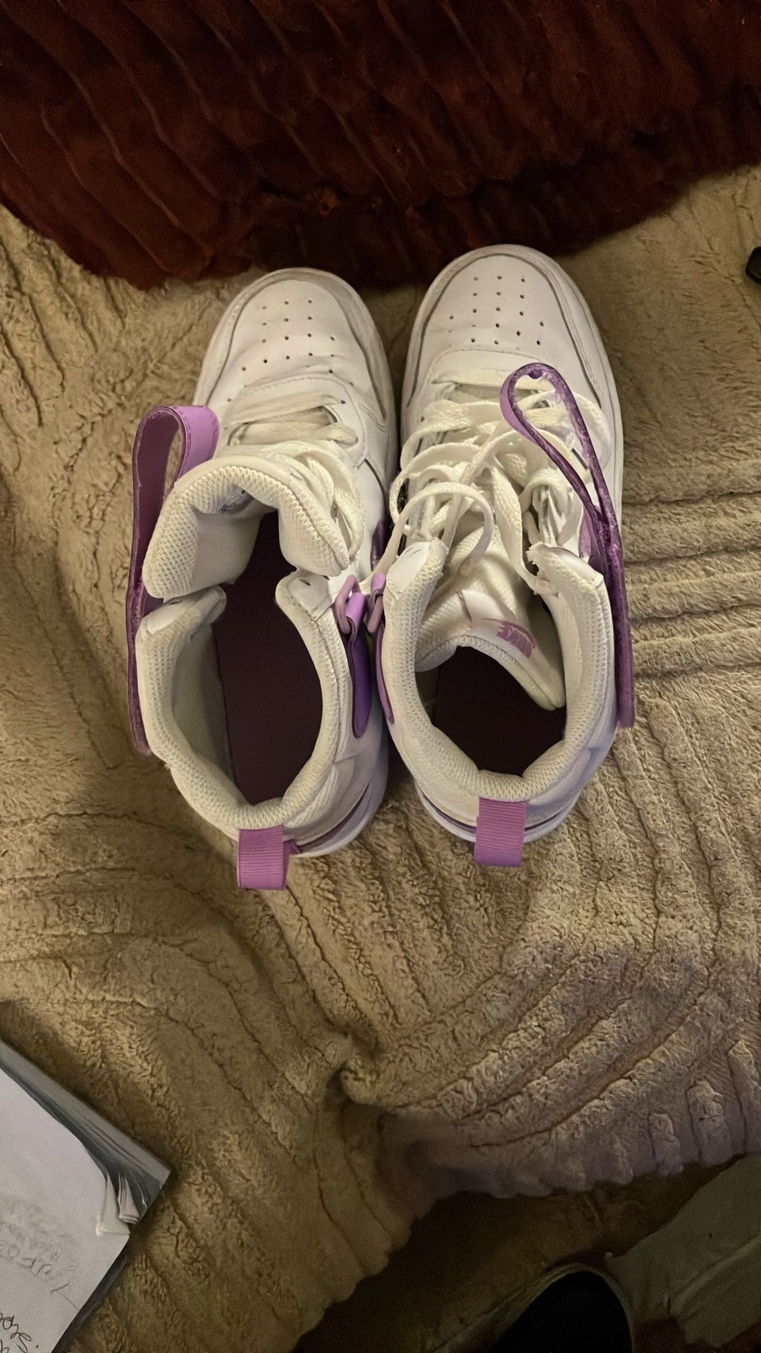 Girls Nike high tops With purple stripe practically brand new