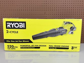 NEW! Ryobi 2-Cycle Gas Jet Fan Blower 25cc 160 MPH 520 CFM