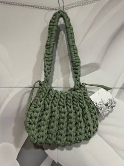 Small crochet Sage green tote (never used)
