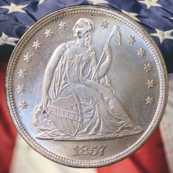 1857 Seated Liberty Dollar Silver Plated Novelty Coin - Uncirculated