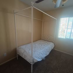 Twin Canopy Twin Bed Frame With Mattress 