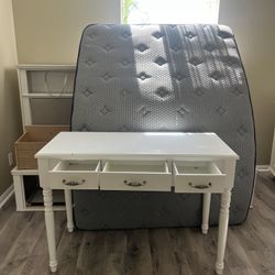 white desk with gold hardware