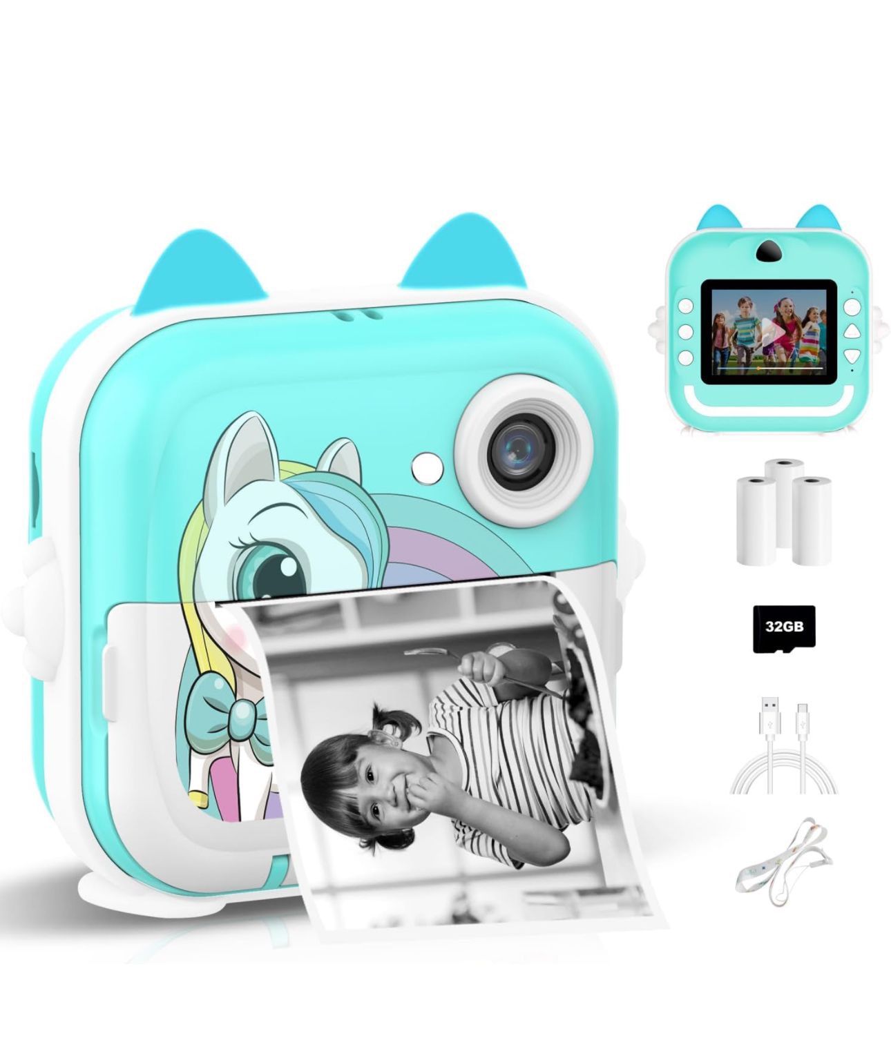New in box Instant Print Camera for Kids, Christmas Birthday Gifts for Girls Boys, Selfie Digital Camera with 1080P Videos, Portable Travel Camera Toy