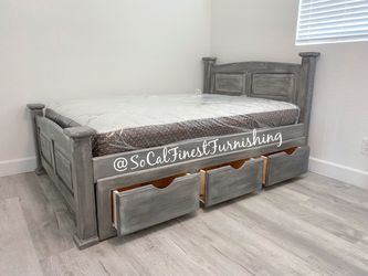 New full bed and mattress with drawers