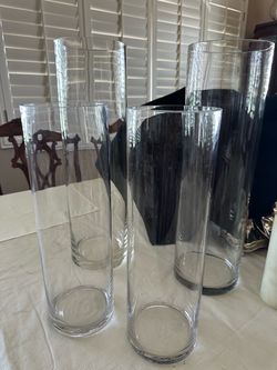Clear Glass Cylinder Vases Set of 4 in a box