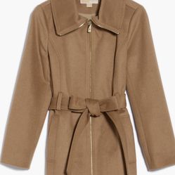 Michael Kors Full Zip Wool Blend Long Coat