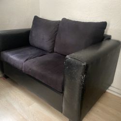 Black Leather 2 Seater & 4 Seater Sofa Set