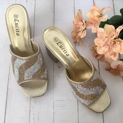 Gold Heels , Size 8