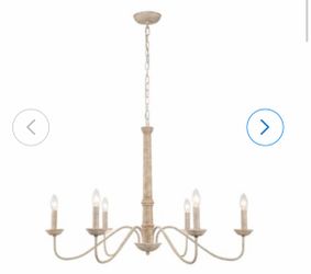 6-Light Antique Off-white Bohemian/Global Dry Rated Chandelier