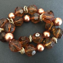 Fun Vintage Amber Colored Stretch Bracelet