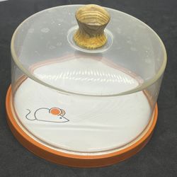VINTAGE TAKAHASHI CHEESE BOARD TRAY WITH PLASTIC DOME LID KITSCH RETRO