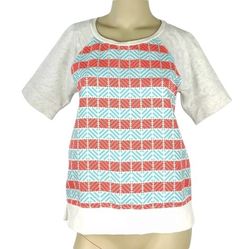 J CREW Fleece lined striped blouse sweater top shirt womens Small 
