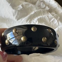 Art Deco Black Bakelite with Brass Studs 1930's Bangle