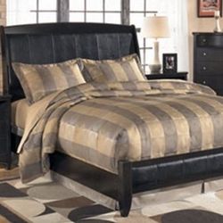 Ashley Furniture Leather/Wood Queen Bedroom Set (Mattress & Box Spring Additional in description)