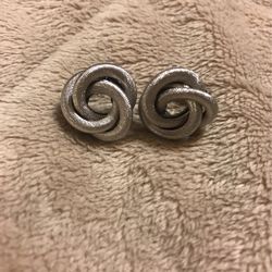 Vintage Sarah Coventry Clip on Earrings Textured Knot Loop Studs Silver Tone