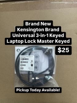 Brand New Kensington Brand Universal 3-In-1 Keyed Laptop Lock Master Keyed (Pickup Today Available)