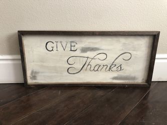 Give Thanks Hand Made Wood Wall Hanging 