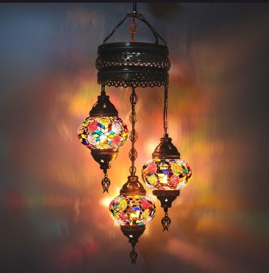 3 Globe Mosiac Turkish Lamp (Brand New In Box)