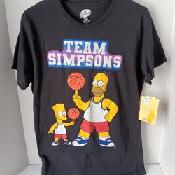 New The Simpsons Mens Graphic Print Basketball Shirt Mens Size Medium Homer Bart