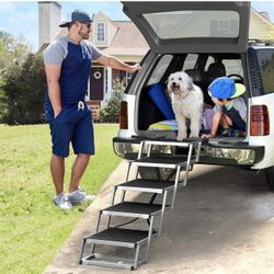 Portable Foldable Dog Stairs with Non-Slip Surface, Dog Steps for Cars SUV, Support up to 200lbs