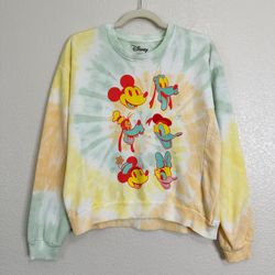 Disney Characters Tie Dye Pull Over Women's Sweatshirt, Size XL
