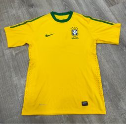 Nike Brazil Brasil National Team Soccer Jersey Shirt Yellow Green Large