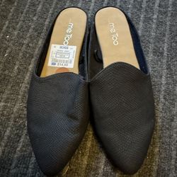 WOMENS SIZE 8 SLIP ON DRESS SHOES BLACK FLATS