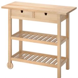 $50 Solid Wood IKEA Kitchen Cart Island with 2 Shelves
