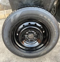 1 GOOD USED RIM & TIRE FOR SPARE HONDA ACCORD 16X6 1/2    5X4.5  215/60R16 GOODYEAR TIRE $50 PICKUP ONLY