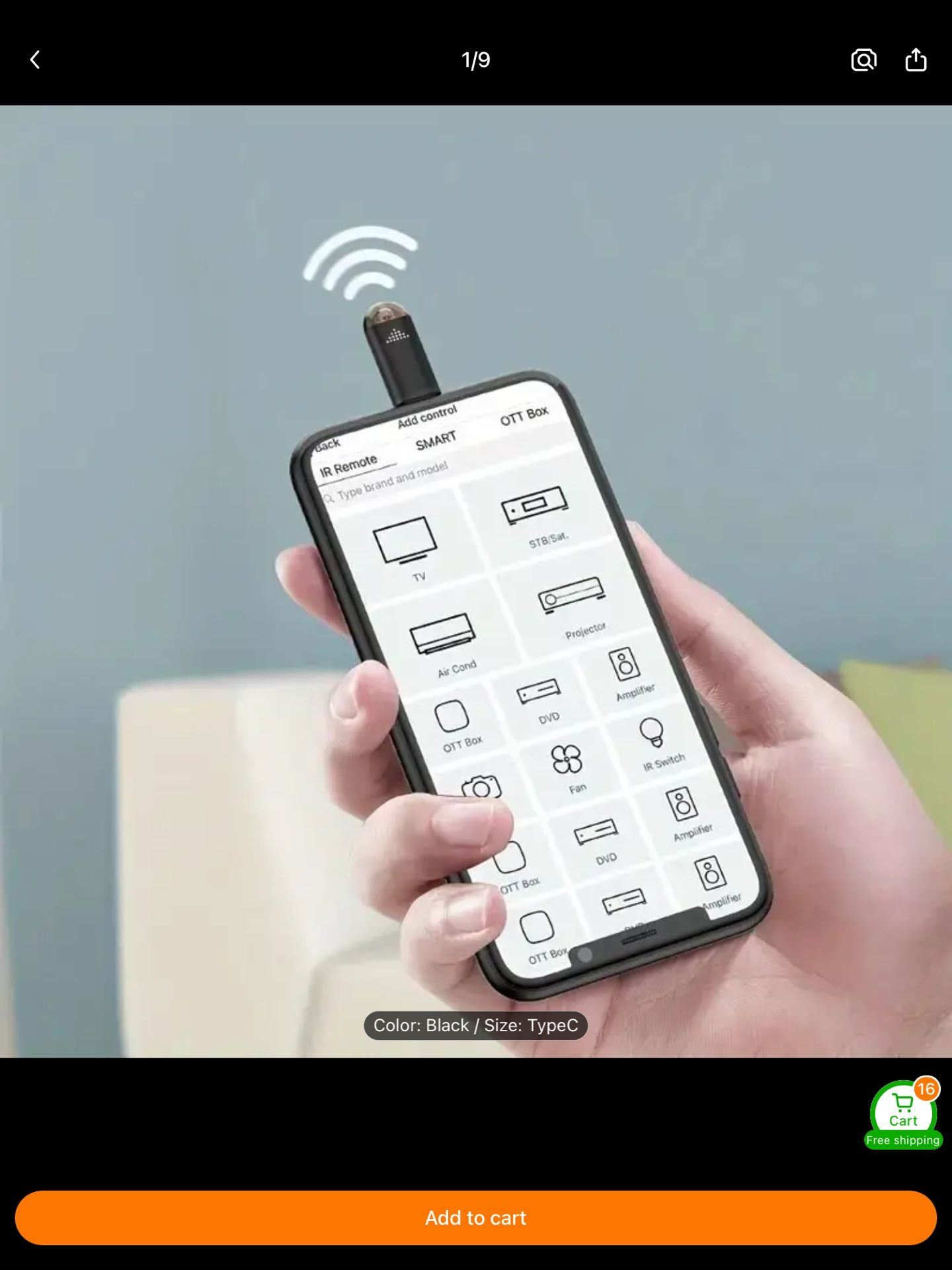IR Infrared Remote Control Dongle for iPhone or Samsung and Android