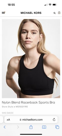 Michael Kors Nylon Blend Racerback Sports Bra XS black New