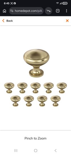 10-Pack 1 1/4 in. Golden Champagne Round Cabinet Knobs