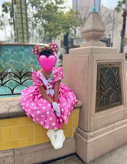 Girls Minnie Mouse Pink Polka Dot Costume Dress