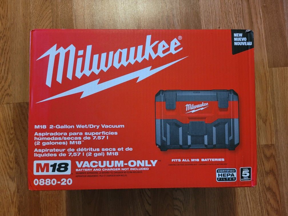 New Milwaukee M18 Cordless Wet/Dry Vacuum Tool-only. $100 Firm. Pickup Only.