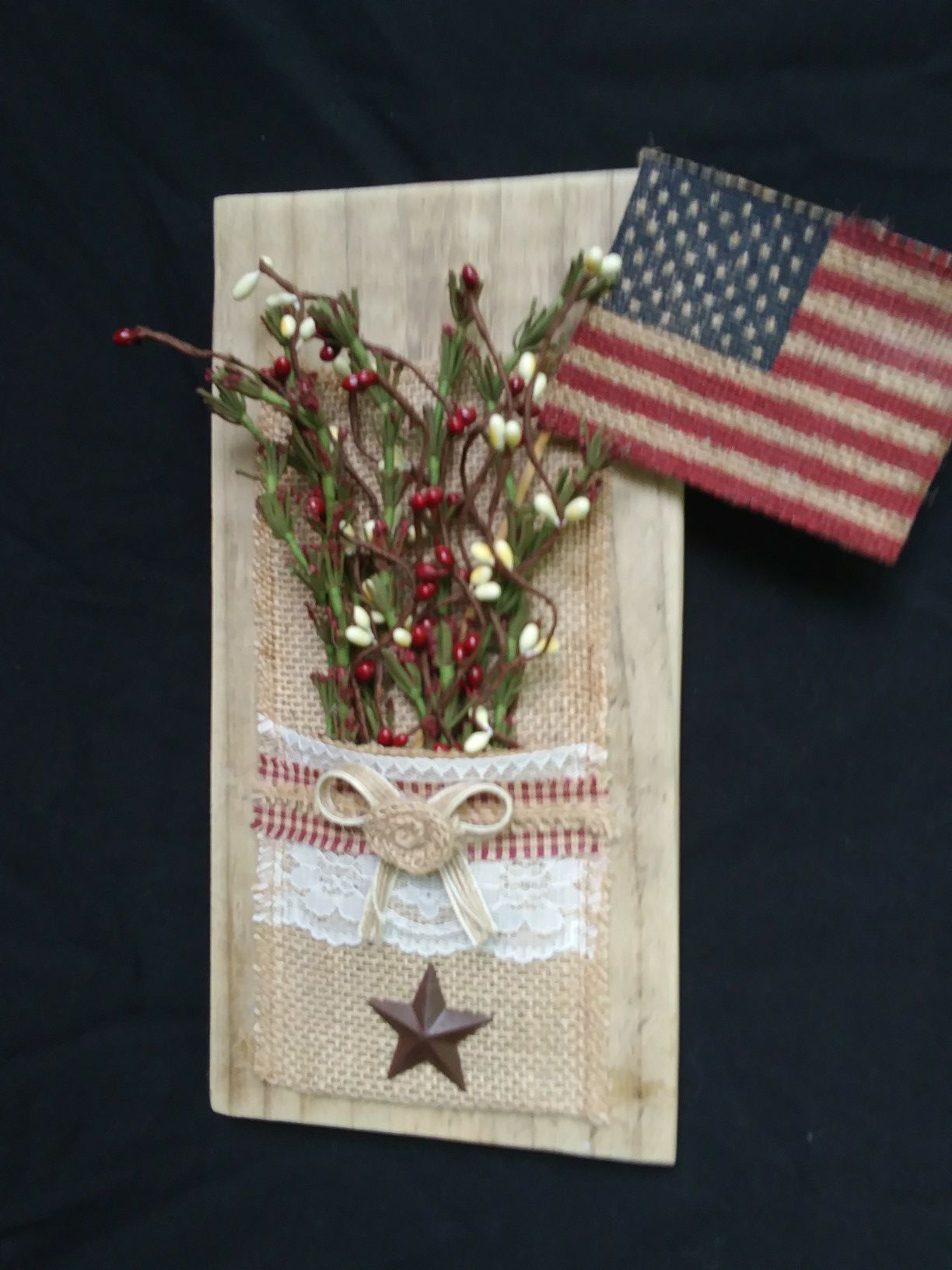 Handmade flower holders with flag