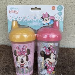 Disney Minnie Mouse Baby Girl  Sippy Cups 10 Oz  2 Pack .