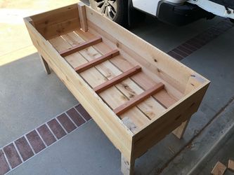Redwood Cedar privacy wall garden bed planter boxes raised elevated 3 4 5ft long wheels casters custom made vege