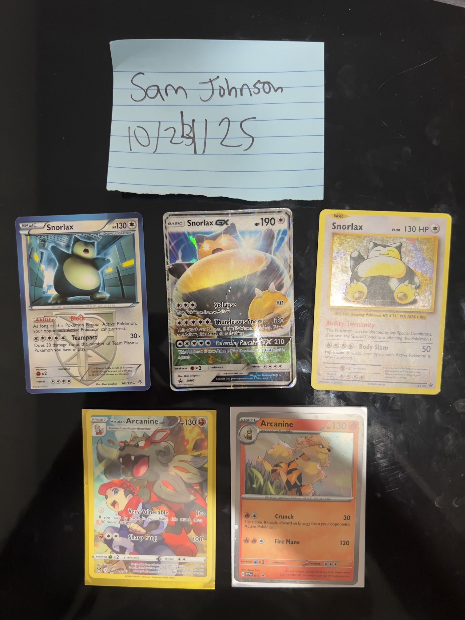 Snorlax & Arcanine Pokemon Cards