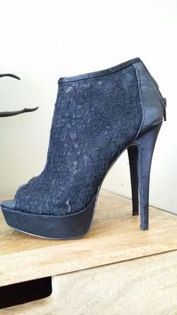 Lace Black Booties 6 36